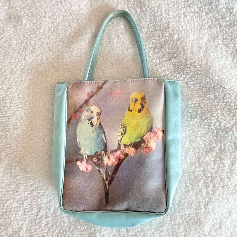 Anya Hindmarch Pastel Tote Incredible Parakeet Budgies Photo Print w/dustbag